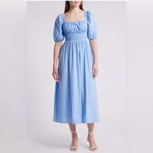 & Other Stories Smocked Puff Sleeve Midi Dress Size XL